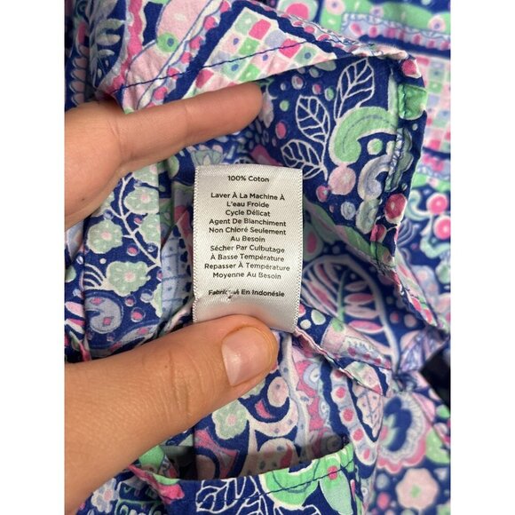 Talbot's Large Petite 100% Cotton Long Sleeve Button Up Paisley Blouse - Picture 11 of 11